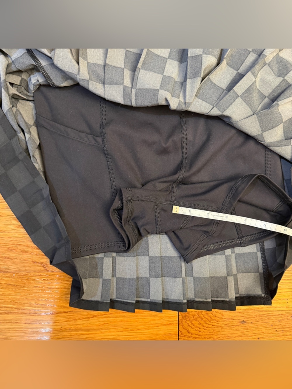 JoyLab Checkered Pleated Skort (Skirt with Shorts) in Black - Size XS - Picture 6 of 8